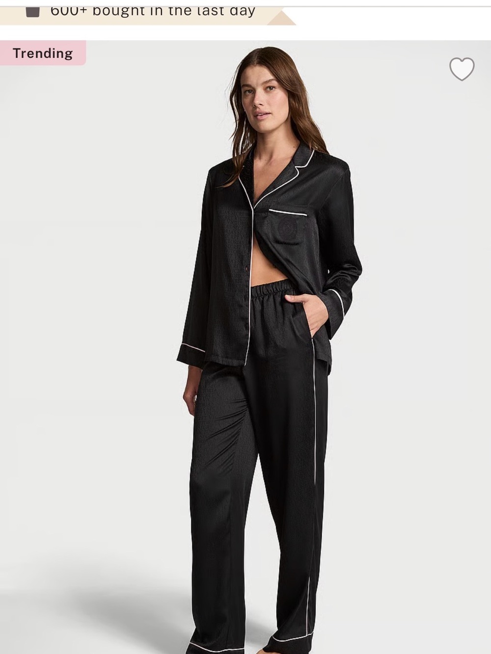 VINTAGE Y2K VS🤍Victoria's Secret Black Satin Pajama Set signature supermodel